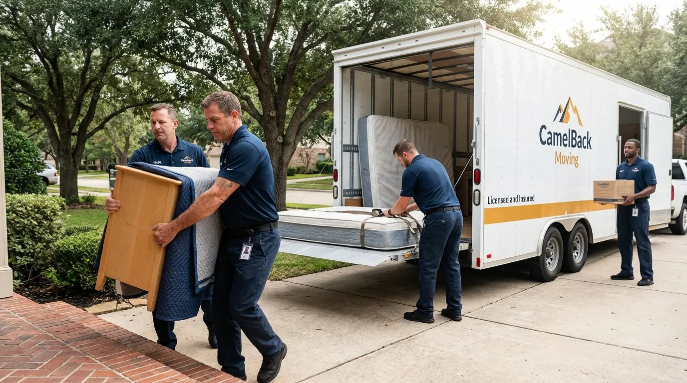 Crew loading residential truck for cross-state move from Bozeman, MT